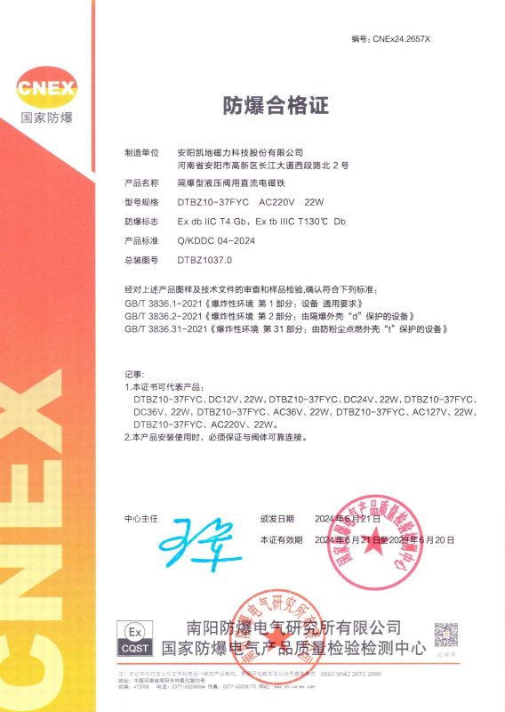 CNEx24.2657X DTBZ10-37FYC II ϸ֤ Ч2029620